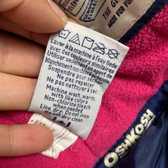 OSHKOSH B'gosh (Girls) Navy Blue and Pink Winter Jacket with Fur Detachable Hood - Picture 16 of 17